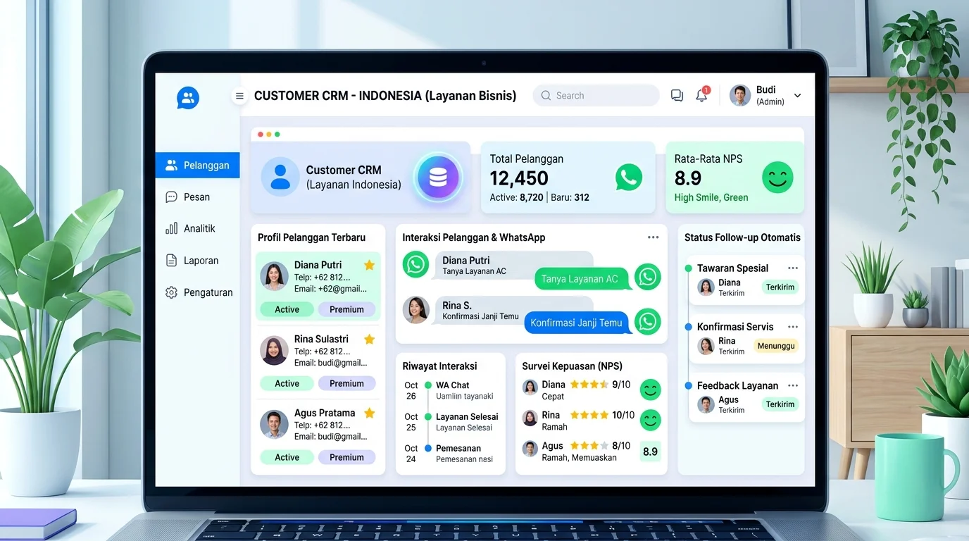 Dashboard Aplikasi Database Pelanggan Rannu CRM
