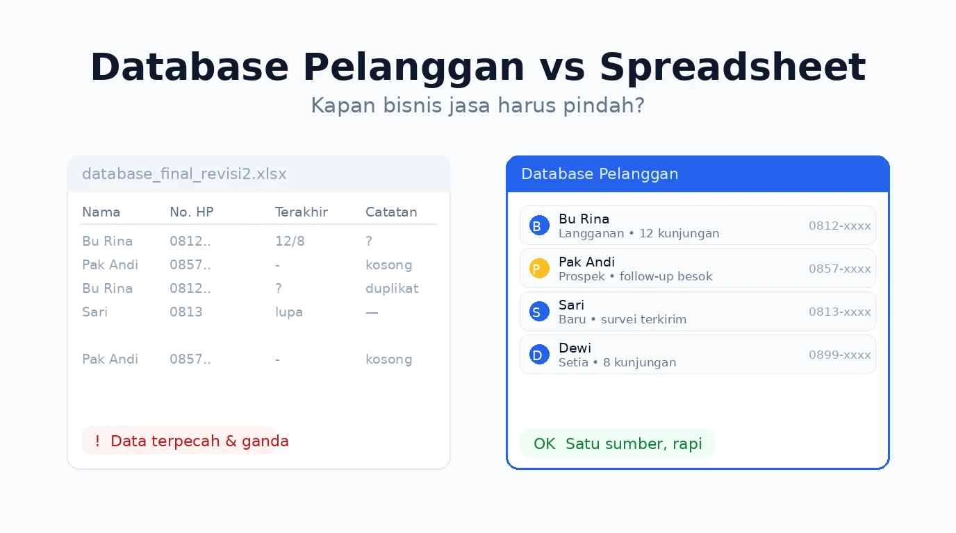 Database Pelanggan vs Spreadsheet: Kapan Harus Pindah ke Aplikasi?
