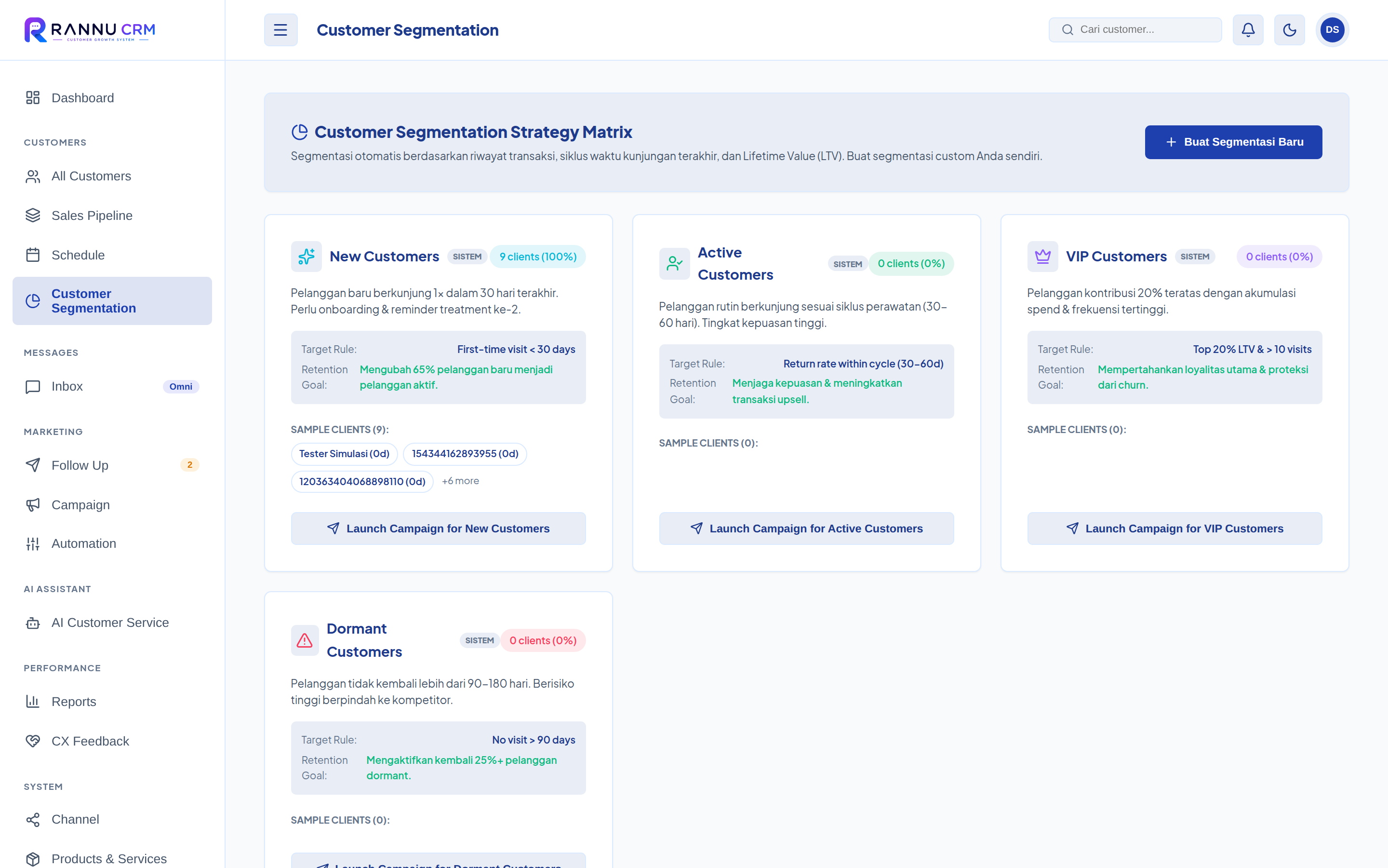 Halaman Customer Segmentation
